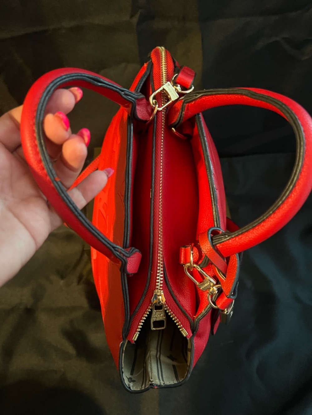 Louis Vuitton Red Monogram Empreinte Alma BB Satchel - Picture 6 of 12